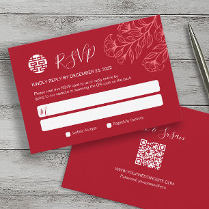 Elegant Floral Traditional Chinese Wedding RSVP