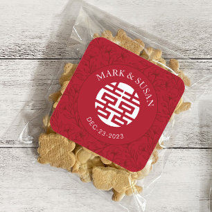 Elegant Floral Traditional Chinese Wedding Sticker