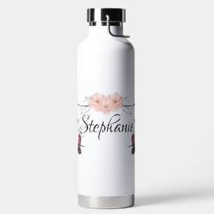 Elegant Floral Transparent Personalized Name Water Bottle