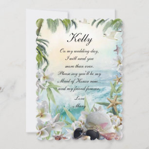 Elegant Floral Tropical Beach  Maid Of Honor Invitation