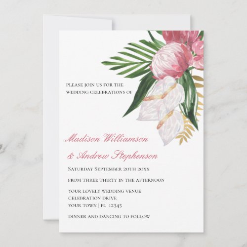  Elegant Floral Tropical Paradise Wedding Invitation
