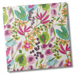 Elegant Floral Tropical Pattern Ceramic Tile<br><div class="desc">This cute print looks like a vintage floral tropical print! Shares of pink, purple, blue, green, yellow, orange, and more all mixed together. Great for gifts or products. Whether you want to use this tile as a little coaster or trivet for a drink or plate... or you want to go...</div>