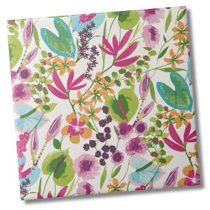 Elegant Floral Tropical Pattern Ceramic Tile
