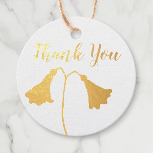 Elegant Floral Twin Flower Foil Favor Tags