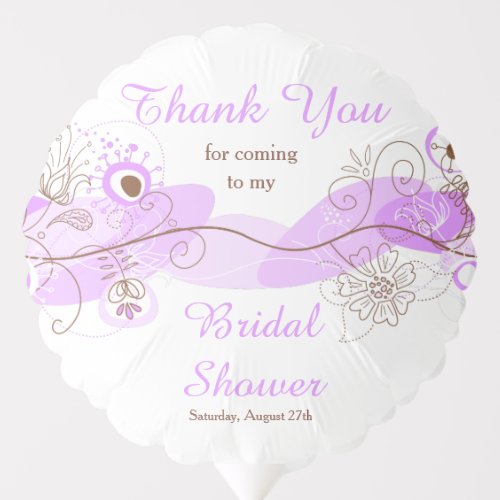 Elegant Floral Twist Bridal Shower in Purple Balloon