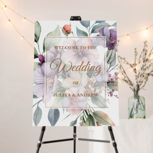 Elegant floral two side photo Wedding welcome Foam Board