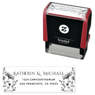 Elegant Floral Typography Wedding Return Address Self-inking Stamp