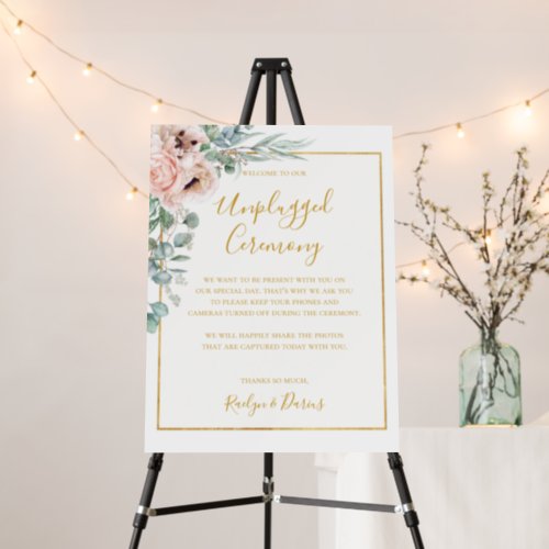 Elegant Floral Unplugged Ceremony Foam Board Sign