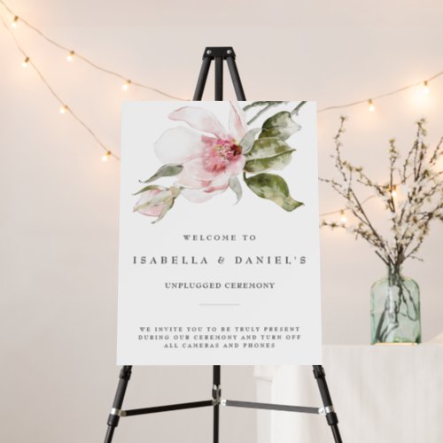 Elegant Floral Unplugged Wedding Ceremony Sign