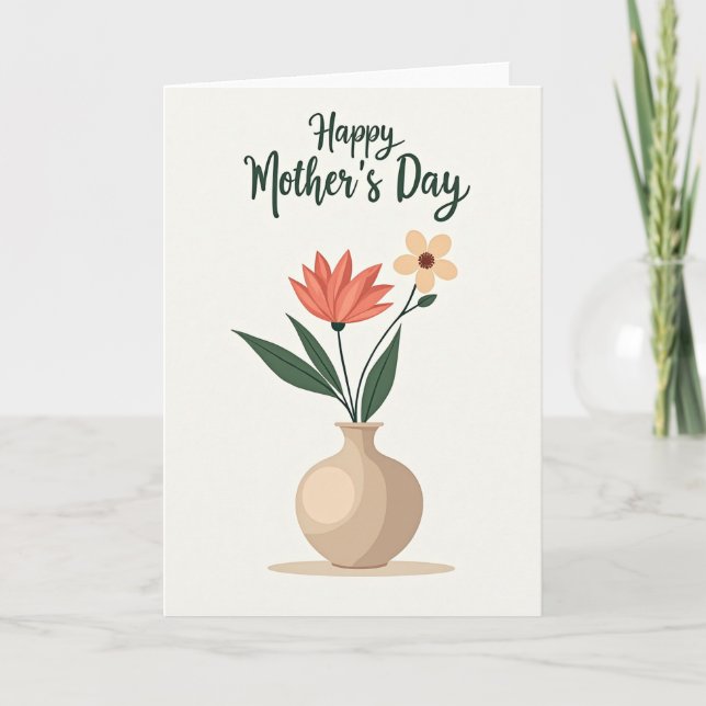 Elegant Floral Vase Day Card (Front)