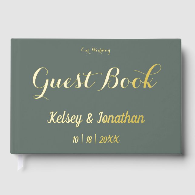 Elegant Floral Vine Foil Guest Book (Front)