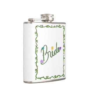 Elegant Floral Vines Bride  Flask