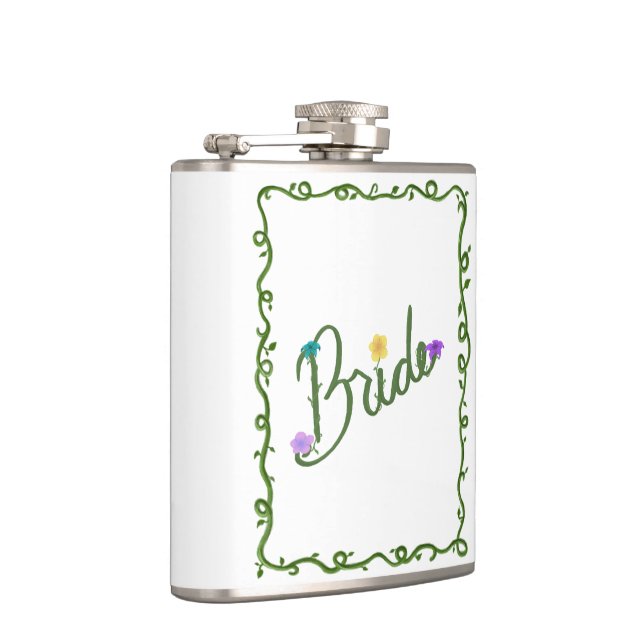 Elegant Floral Vines Bride  Flask (Right)
