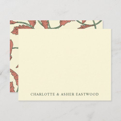 Elegant Floral Vines Couple Newlyweds Cream Note Card