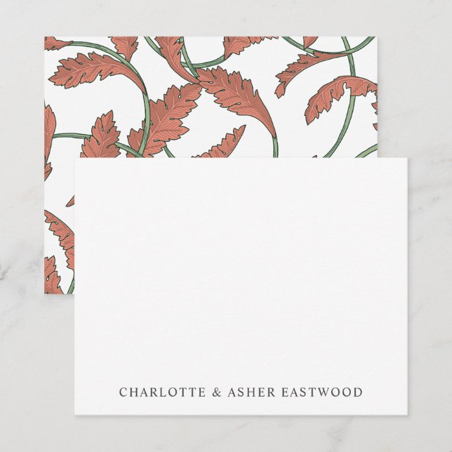 Elegant Floral Vines Couple Newlyweds Wedding Note Card (Front/Back)