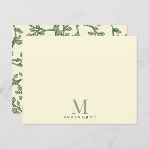 Elegant Floral Vines Monogrammed Note Card