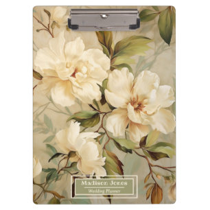 Elegant Floral Vintage Art Clipboard