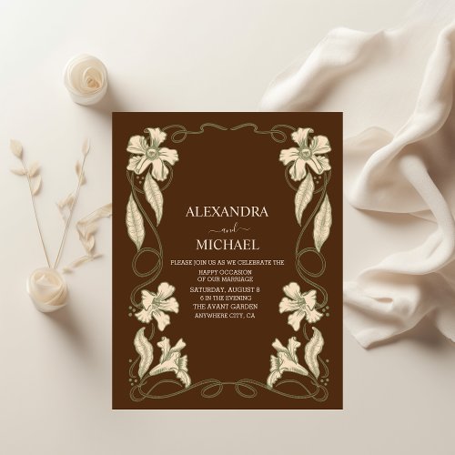 Elegant Floral Vintage Art Nouveau Wedding Invitation