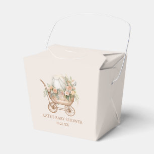 Elegant Floral Vintage Baby Carriage Baby Shower Favor Boxes