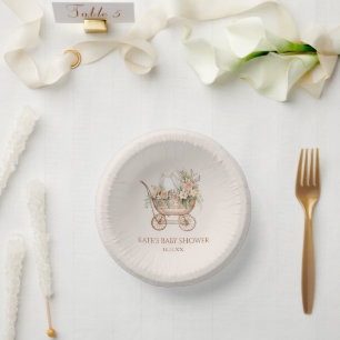 Elegant Floral Vintage Baby Carriage Baby Shower Paper Bowls