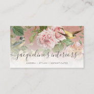 Elegant Floral Vintage Birds Roses Dusty Pink Business Card at Zazzle