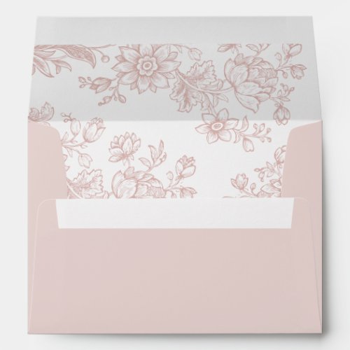 Elegant Floral Vintage Blush Pink Wedding Envelope