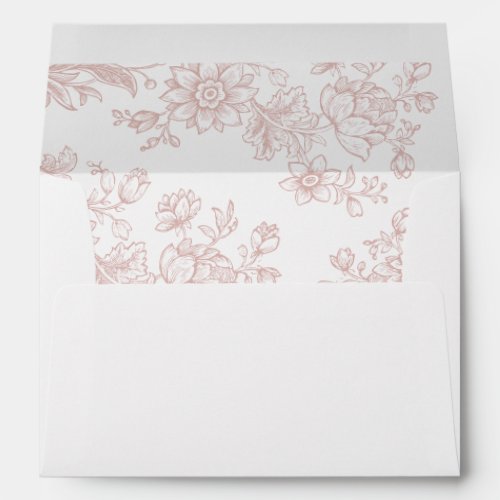 Elegant Floral Vintage Blush Pink Wedding Envelope