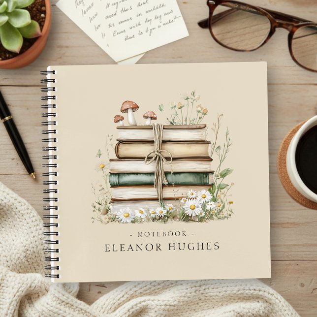 Elegant Floral Vintage Books Personalized Notebook (Creator Uploaded)