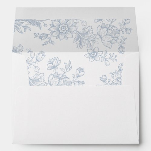 Elegant Floral Vintage Botanical Blue Wedding Envelope