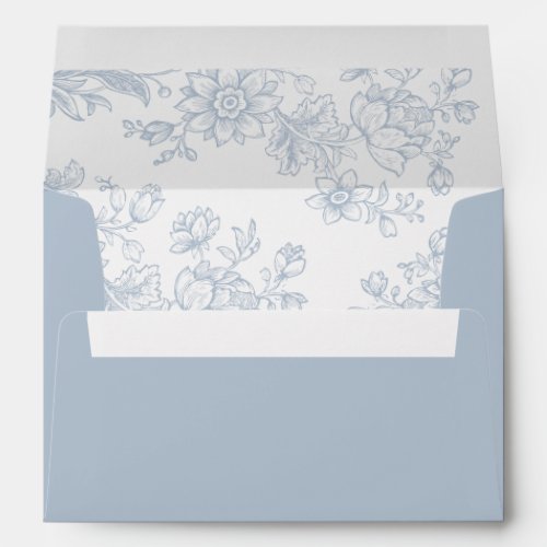 Elegant Floral Vintage Botanical Blue Wedding Envelope