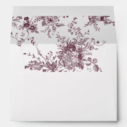 Elegant Floral Vintage Botanical Burgundy Wedding Envelope