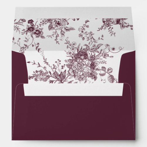 Elegant Floral Vintage Botanical Burgundy Wedding Envelope