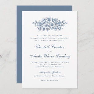 Elegant Floral Vintage Botanical Classic Wedding Invitation