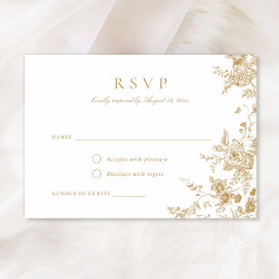 Elegant Floral Vintage Botanical Gold RSVP Card