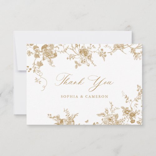 Elegant Floral Vintage Botanical Gold Thank You Card