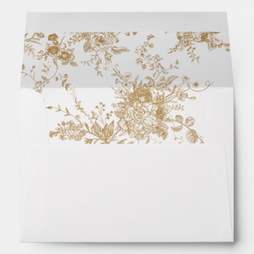 Elegant Floral Vintage Botanical Gold Wedding Envelope