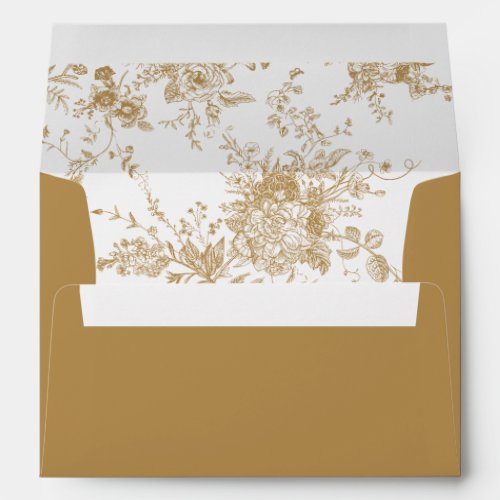 Elegant Floral Vintage Botanical Gold Wedding Envelope