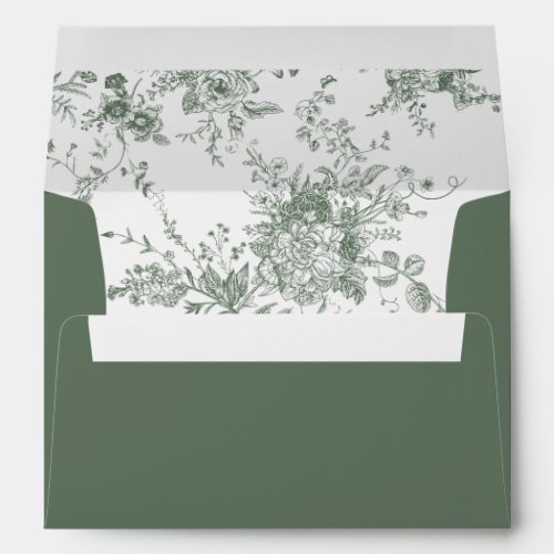 Elegant Floral Vintage Botanical Sage Wedding Envelope