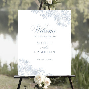 Elegant Floral Vintage Botanical Wedding Welcome Poster by CheriDesigns at Zazzle