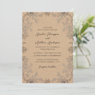 Elegant Floral Vintage Lace Wedding Invitation