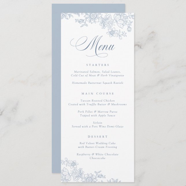 Elegant Floral Vintage Leafy Botanical Menu (Front/Back)