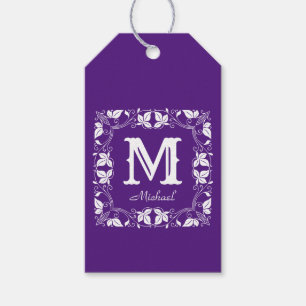 Elegant Floral Vintage Monogram Custom Name  Gift Tags
