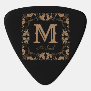 Elegant Floral Vintage Monogram Custom Name Guitar Pick
