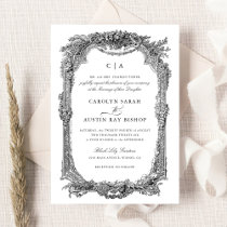Elegant Floral Vintage Ornament Frame Wedding Invitation