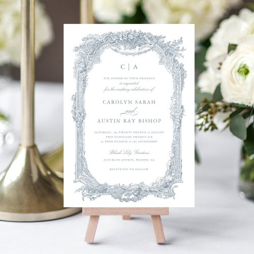 Elegant Floral Vintage Ornament Frame Wedding Invitation