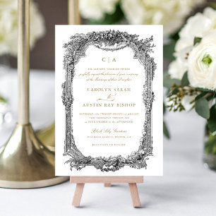 Elegant Floral Vintage Ornament Frame Wedding Invitation