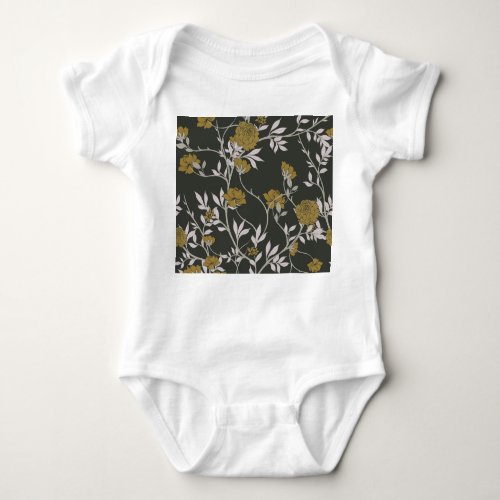 Elegant floral vintage pattern design baby bodysuit