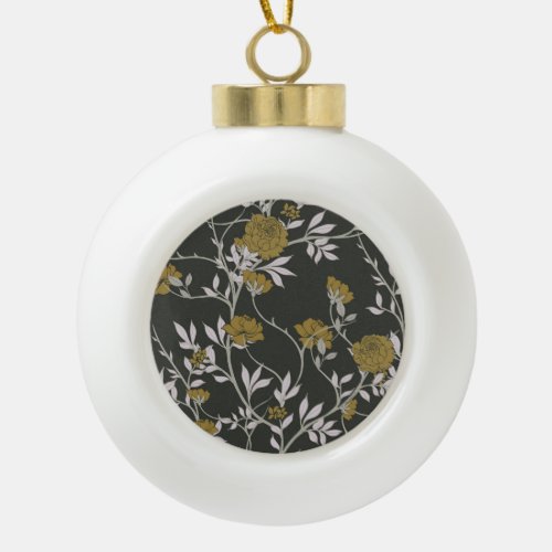 Elegant floral vintage pattern design ceramic ball christmas ornament