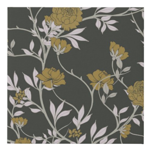 Elegant floral vintage pattern design faux canvas print