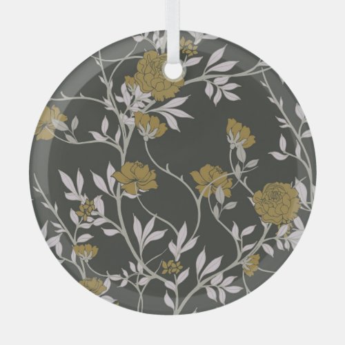 Elegant floral vintage pattern design glass ornament